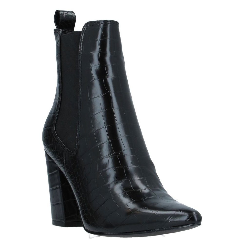 Steve Madden Block High Heel Bootie Croc Black 7 - image 2